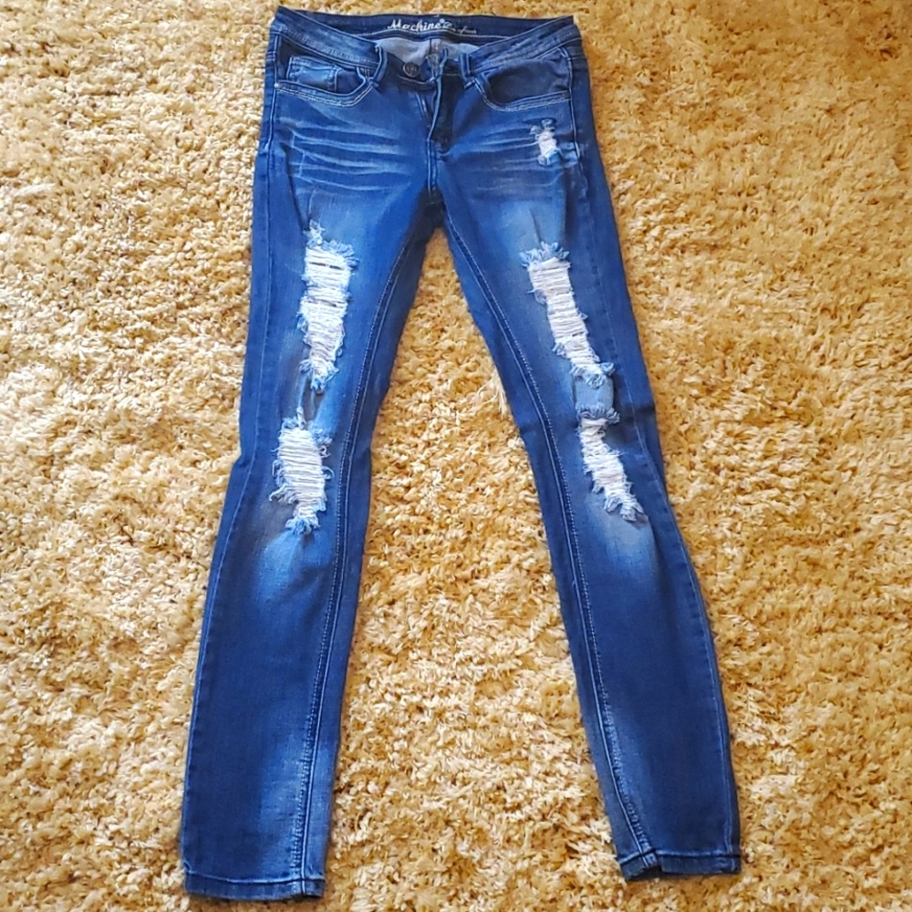 Pink Lily Machine Distressed Skinny Jeans